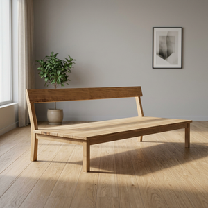Lit de repos extérieur en teck à profil bas avec dossier flottant pour patio - Product Image 2