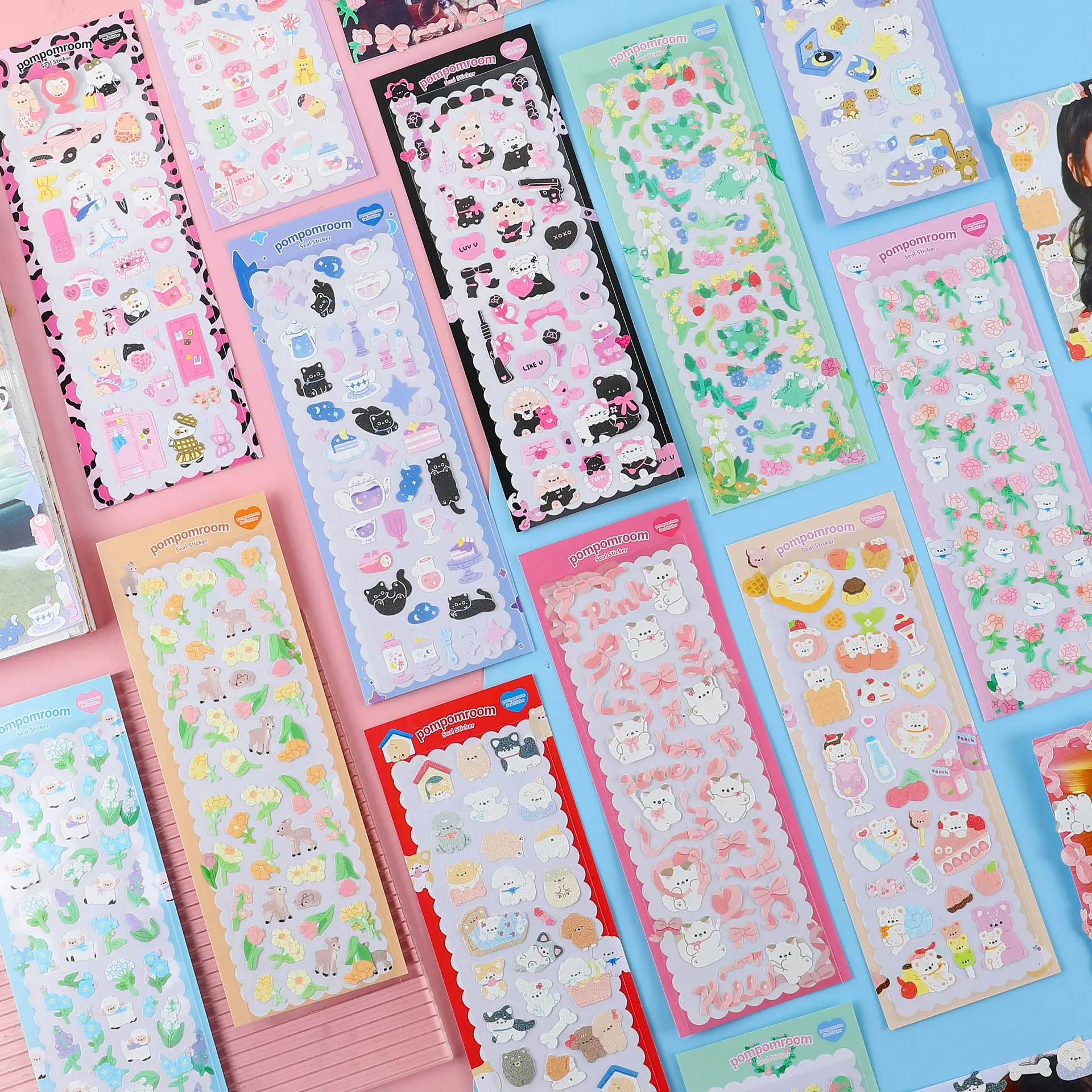 Hot-selling pvc Cute Cartoon Korean Sticker Kawaii Planner pvc Stickers Sheets DIY Decorative Scrapbook,Idol Album,Cards