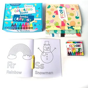 Livres à colorier personnalisés pour enfants et crayons de couleur géants jouets montessori cadeau pour enfants boîte en carton recyclable