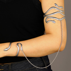 Bracciale e Polsino Vintage in Metallo a Forma di <span class=keywords><strong>Serpente</strong></span>, Catena Integrata, Bracciale a <span class=keywords><strong>Serpente</strong></span> a Due Teste Esagerato - Product Image 2