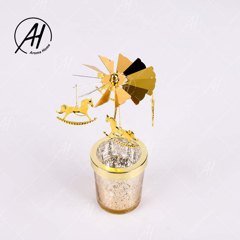 Bulk Glass Jar Scent Candle Rotating Trotting Horse Lamp Aroma Home Candle 1