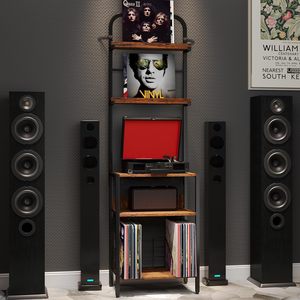 <span class=keywords><strong>Meuble</strong></span> de rangement moderne à 5 niveaux pour disques vinyles avec supports pour <span class=keywords><strong>CD</strong></span>, table d'appoint pour salon, mobilier de maison - Product Image 2