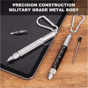 Stylo multifonction 6-en-1 personnalisable, porte-clés et mousqueton en métal avec logo personnalisé, cadeau pour papa - Product Image 4