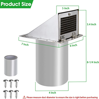 Grille d'aération murale extérieure en acier galvanisé de 4 pouces avec moustiquaire anti-insectes pour sèche-linge et sortie d'air domestique