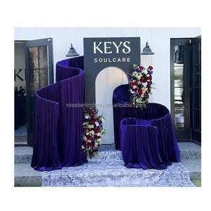 Arco Metallico <span class=keywords><strong>per</strong></span> Matrimoni con Tenda Asimmetrica in Tessuto Beige, <span class=keywords><strong>Sfondo</strong></span> <span class=keywords><strong>per</strong></span> Eventi e Palcoscenici - Product Image 3
