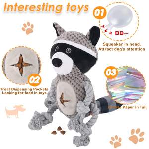 不滅の犬用おもちゃ積極的なチェワーインタラクティブ歯が生えるきしむロープ犬用おもちゃ忙しいぬいぐるみ子犬用おもちゃ - Product Image 5