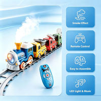 CQZNRC STEM Remote Control Rail Slot Kit Smoke Railway Rail Electric DIY Educational Track Stem Train Toys dengan Lampu & Suara
