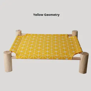 Modernes Plüsch-Holz-Katzen- und Hundebett Rechteckiges Nest Bodenfreies Ganzjahres-Bett - Product Image 6