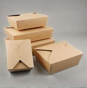 Caja de Almuerzo Desechable de Papel Kraft para Comida para Llevar de Restaurante, Cajas de Empaque de Alimentos Ecológicas de Papel - Product Image 3