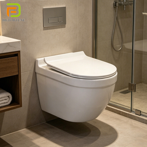 <span class=keywords><strong>WC</strong></span> <span class=keywords><strong>suspendu</strong></span> mural de luxe en céramique blanche durable avec siphon en P - Product Image 1