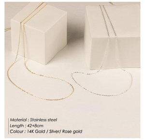 Chi Hang 14K oro PVD plateado 316L Acero inoxidable 42 + 8cm extensor Cable cadenas enlace cadena gargantilla collar - Product Image 2