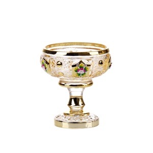 Verrerie décorative de mariage, de fête de mariage de 5 pouces <span class=keywords><strong>pour</strong></span> le marché de l'afrique moyenne, bol de fruits en verre plaqué or avec <span class=keywords><strong>pied</strong></span> - Product Image 1
