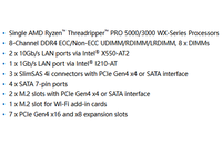Carte mère de station de travail MC62-G40 CEB avec un seul socket AMD WRX80 SWRX8, prise en charge DDR4