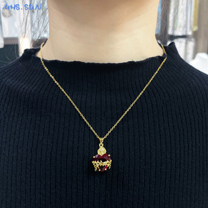 Collier Pendentif Cœur Sacré Plaqué <span class=keywords><strong>Or</strong></span> avec Chaîne Croisée et Zircon Cubique, Tendance et Polyvalent pour Femmes et Filles - Grande <span class=keywords><strong>Vente</strong></span> - Product Image 2