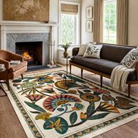 Tapis doux vintage bohème à motifs floraux égyptiens, beige, grand format, lavable, antidérapant, pour sols en bois dur, cuisine, entrée, salle de jeux, salle à manger, décoration intérieure
