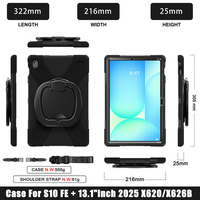 Pour Samsung Galaxy Tab S10 FE Plus 13.1 pouces Protecteur d'écran intégré avec étui pour tablette à bandoulière