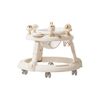 Marche-bébé 3 en 1 avec musique, lumière et panier de basket, plateau amovible, hauteur réglable, pliable, pour bébés de 6 à 24 mois