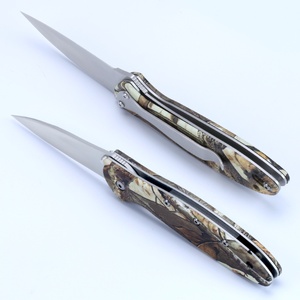 Couteau de poche tactique pliable en acier inoxydable de haute qualité KS1660, design camouflage, personnalisable, étui en cuir DIY, lame OEM - Product Image 5