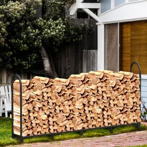 8FT ahşap yığını kapak yangın raf log kapak en iyi malzeme yakacak raf kapak ağır istifleme raf soba yakacak odun tutucu