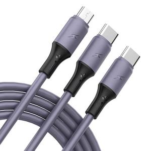 สายชาร์จซิลิโคนเหลว3 in 1ยาว1.2ม., สายชาร์จเร็วสำหรับ iPhone Samsung Xiaomi โทรศัพท์มือถือแอนดรอยด์ - Product Image 3
