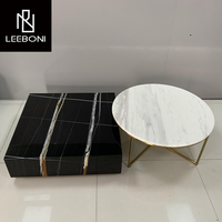 Nouveau style italien de luxe moderne pour salon table basse centrale carrée et table d'appoint ensemble table basse en marbre noir