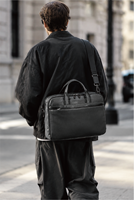 Porte-documents professionnel imperméable gris de qualité en cuir PU, multifonctionnel, pour ordinateur, conférences, bureau, voyages et rangement de dossiers
