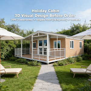Casa Contenedor Expandible de 20 pies con Diseño de Techo Inclinado Moderno, <span class=keywords><strong>Exterior</strong></span> con Acabado de Madera y Vidrio Panorámico para Glamping de Lujo - Product Image 1