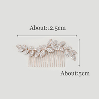 Haarnadel mit Strasssteinen und Blattmotiv im Western-Stil aus Legierung, Luxuriöse Mode-Haarspangen für Mädchen, Braut-Haarkamm-Accessoires