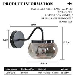 <span class=keywords><strong>Lampe</strong></span> murale LED moderne de couleur grise pour salon, chambre à coucher, chevet, couloir, vente en gros - Product Image 2