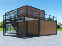 Diseño Personalizado de Casa Contenedor de 2 Pisos para Construcción Modular Rápida, con Muro Cortina de Vidrio y Estructura Duradera