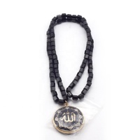 Offres Spéciales bijoux religieux chaîne torsadée en acier inoxydable plaqué or Allah collier Islam Allah nom rond pendentif colliers