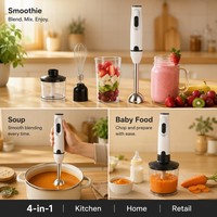 Mixeur Plongeant 4-en-1 avec Moteur en Cuivre Pur 400W, 1 Vitesse, Fouet, Bol Amovible, Certifié VDE, Idéal pour Aliments pour Bébés