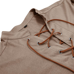 <span class=keywords><strong>Camicia</strong></span> Henley Vintage da Uomo a Maniche Lunghe con <span class=keywords><strong>Colletto</strong></span> Alto e Lacci, in Misto Cotone 180g, Traspirante, Vestibilità Aderente, per Esterni - Product Image 4