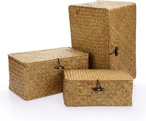 ถังเก็บเคาน์เตอร์แบบธรรมชาติกล่องใส่ขนมปังทรงรีทำจากไม้หญ้าทะเลแบบโบราณกระป๋องสีดำสีขาวสำหรับเคาน์เตอร์ครัวสีม่วง - Product Image 5