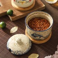 Pot à épices en céramique de Chaozhou, salière, poivrière, distributeur de MSG, avec couvercle compatible lave-vaisselle, pot à chili de cuisine, résistant aux éclaboussures d'huile