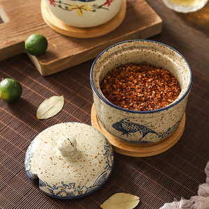 Pot à épices <span class=keywords><strong>en</strong></span> céramique de Chaozhou, salière, poivrière, distributeur de MSG, avec couvercle compatible lave-vaisselle, pot à chili de cuisine, résistant aux éclaboussures d'huile - Product Image 5