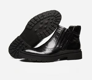 Nouvelles chaussures de mariage pour hommes en cuir véritable de qualité supérieure, bout rond, à lacets, antidérapantes, chaussures formelles rétro pour affaires - Product Image 6