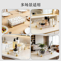 Transparenter Acryl-Serviettenhalter mit Goldmetallbasis Eleganter Taschentuch-Organizer für Esstisch Badezimmer-Waschtisch
