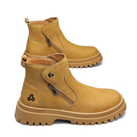 Bottes de travail d'hiver mi-mollet pour hommes - Bottes d'extérieur avec tige en PU antidérapante et absorbant les chocs thermiques