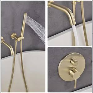 ก๊อกน้ำอ่างอาบน้ำติดผนังสไตล์โทรศัพท์ก๊อกน้ำสีทองขัดเงาก๊อกน้ำในห้องน้ำก๊อกน้ำพร้อมฝักบัว - Product Image 4