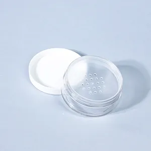 Round Empty Loose Powder Container Loose Powder Jar With Sifter Customized Cosmetics Packaging Case