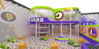 Aire de jeux multifonctionnelle pour enfants de 450 m², trampoline, toboggan, fosse à balles Mario, fosse à sable, aire de jeux intérieure, fabrication directe en usine, personnalisable
