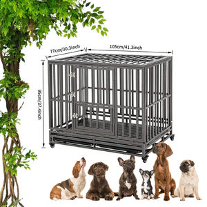 Toptan 46 inç kolay yüklemek için sağlam kapalı açık siyah <span class=keywords><strong>metal</strong></span> ağır ev köpek kulübesi sandık evcil hayvan kafesi büyük köpek - Product Image 1