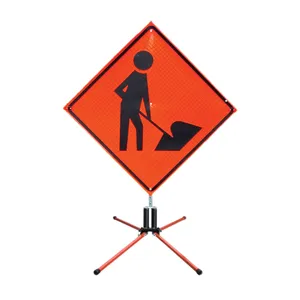Outdoor Portable Utility Work Ahead Traffic Foldable Stand road work ahead Roll Up Construction Signs
