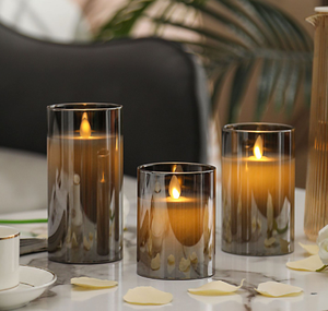 Juego de 3 piezas de decoración navideña y accesorios de ambiente con velas electrónicas LED de control remoto y velas sin humo - Product Image 5