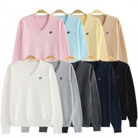 Pull Kawashima Shuijizhong / Ensemble de pulls JK original, pull à col en V, uniforme de classe, haut en tricot de coton brodé à manches longues