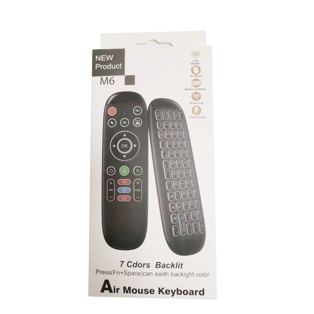Factory Wholesale Voice Air Mouse M6 Wireless Rechargeable 2.4G Backlit Remote Control Mini Keyboard for Android TV Box