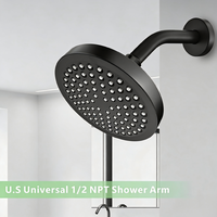 Bras de douche moderne de 12 pouces avec bride en acier inoxydable 304 noir mat, bras d'extension de pommeau de douche pluie à 90 degrés pour salle de bain et cuisine