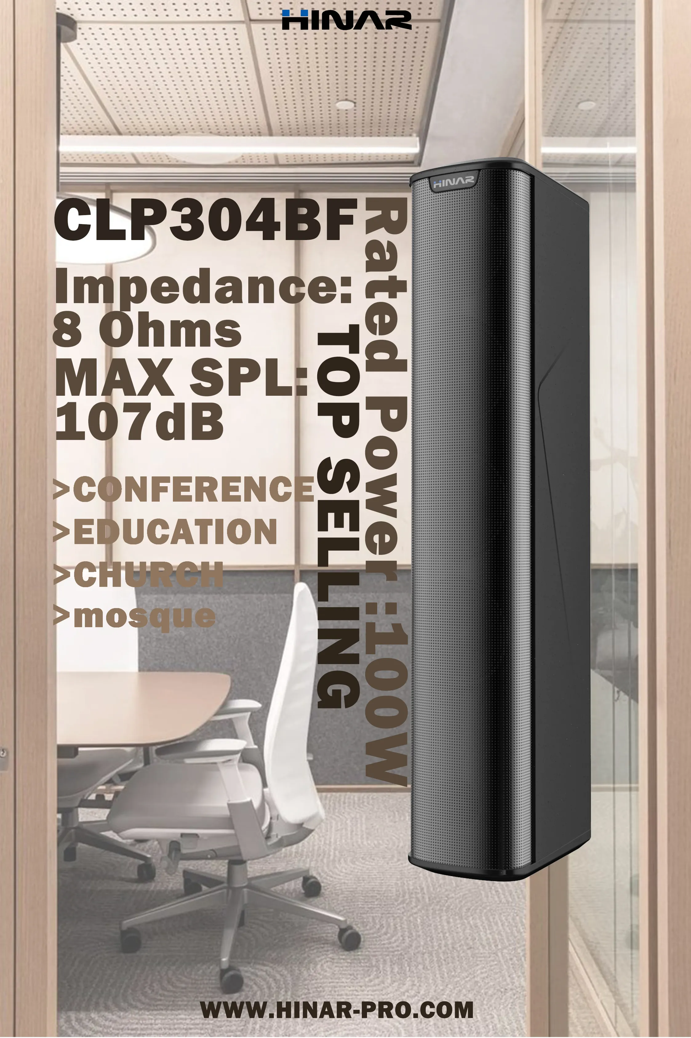 CLP304BF 4x3" 100W/50W/25W 8 Ohms Line Array Column Speaker conference speaker church mosque speaker