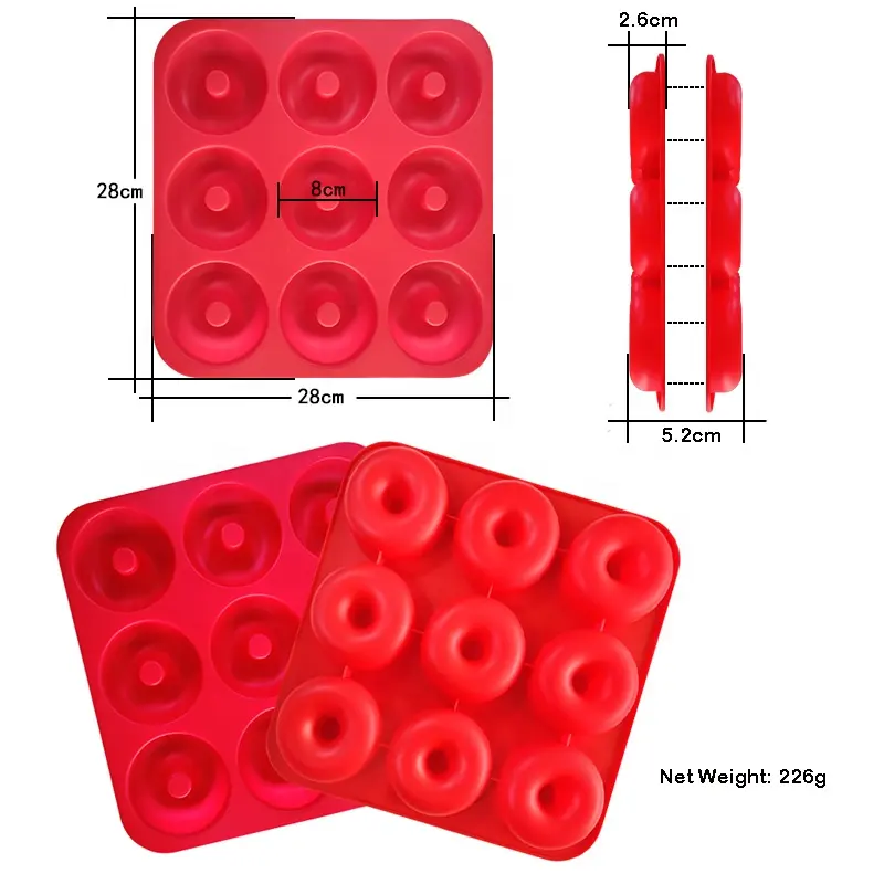 الجملة BPA الحرة سيليكون دونات مقلاة خبز البسكويت العفن ، كعكة دونات العفن 9 تجويف